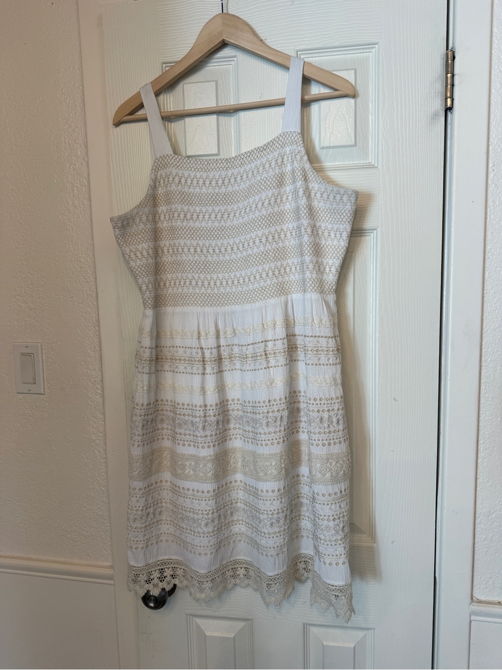 J.Jill White and Cream Embroidered and Lace Dress